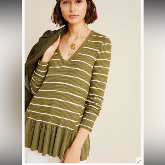 Anthropologie EritAli Striped Tallie Peplum top - Picture 1 of 10